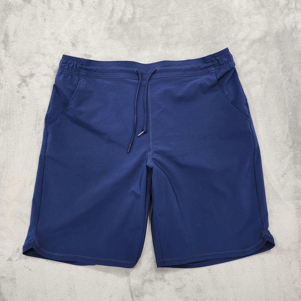 Lands' End Sport Shorts Womens 12L LONG Blue Drawstring Pockets Active Swim